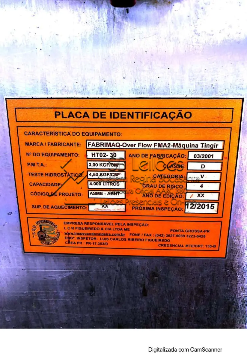 LOTE 003 - Máquina de tingir Fabrimaq,  HT0230, inox, com painel digital.