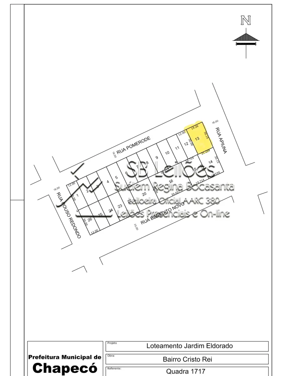 LOTE 000 - Imóvel Matrícula nº 18.691 do ORI da Comarca de Chapecó-SC