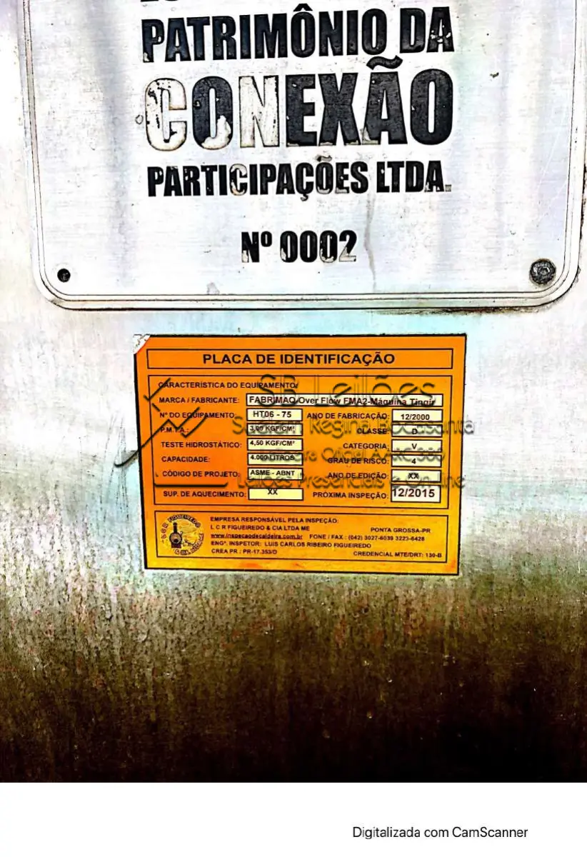 LOTE 012 - Máquina de tingir Fabrimaq, nº série 75, modelo FMA2HT30,  inox, com painel digital.