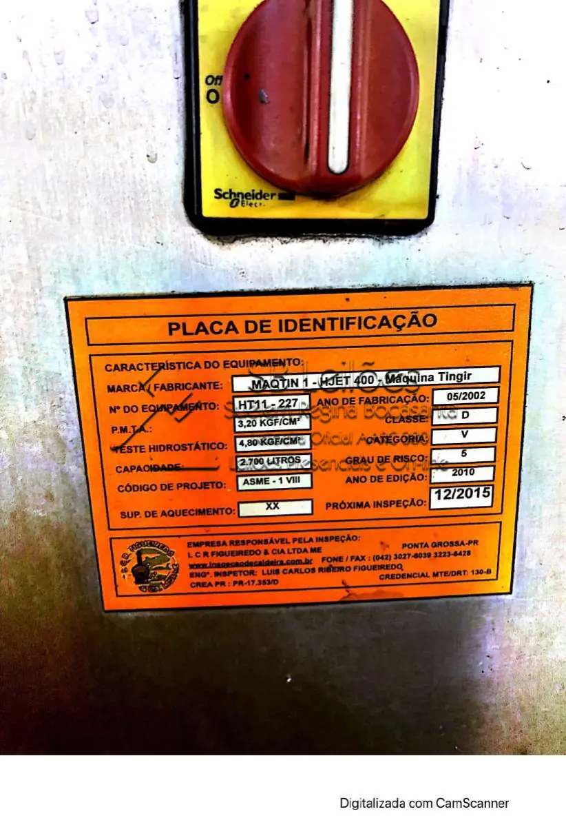 LOTE 001 - Máquina de tingir Maqtin, nº de série 227